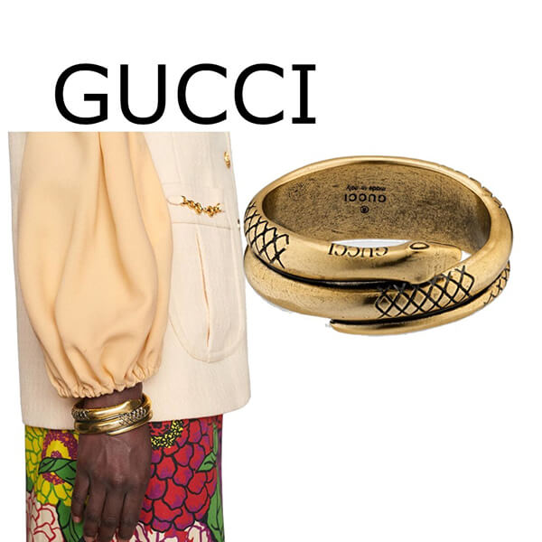 【GUCCI】偽物 メタリックエフェクトレジンのスネークブレスレット 650632JEW00 8007
