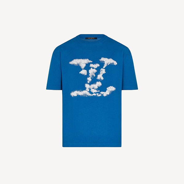 ルイヴィトン スーパーコピー クラウドジャカードTシャツ 雲モチーフ 青 ロゴ 1A8A7Y