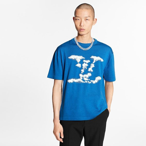 ルイヴィトン スーパーコピー クラウドジャカードTシャツ 雲モチーフ 青 ロゴ 1A8A7Y