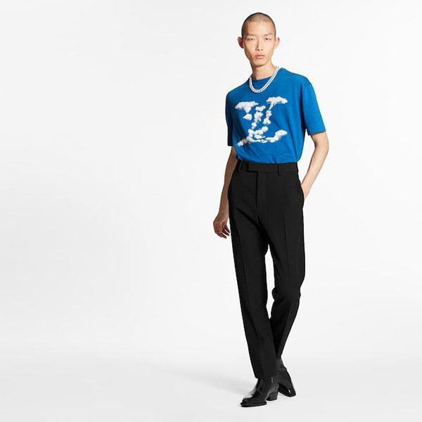 ルイヴィトン スーパーコピー クラウドジャカードTシャツ 雲モチーフ 青 ロゴ 1A8A7Y