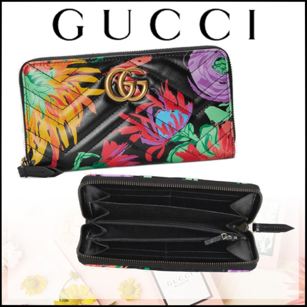 グッチ ケンスコット 偽物 GUCCI GG Ken Scott マーモント ボタニカルプリント 長財布◆443123 UAIDE 1056