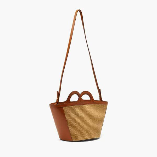 関税込★MARNI トロピカリア レザートリム ラフィアトートバッグ 偽物 21041562