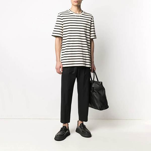 【Jil Sander】ストライプコットンジャージーTシャツ ジルサンダー Tシャツ コピー】ストライプ コットン Tシャツ