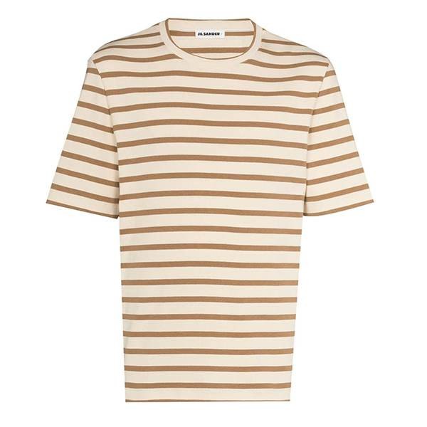 【Jil Sander】ストライプコットンTシャツ 国内発 Jil Sander ロゴストライプコットン半袖Tシャツ