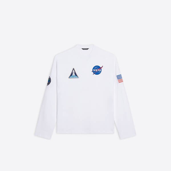 【関税込み】Balenciaga オフホワイト グラフィック 長袖Tシャツ BALENCIAGA バレンシアガ 長袖Tシャツ 21SS サイズM モック