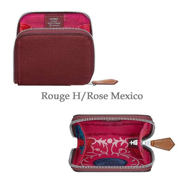 HERMES レザーコインケース レッド・パープル HERMES エルメス ドゴンコンパクト エバーソフト コインケース