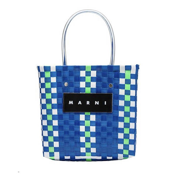 新作！新品 マルニ マーケット ピクニックバッグ かごバッグ/カゴバッグ 青 MARNI（かごバッグ/ストローバッグ ・ ブルー・ネイビー/青色系