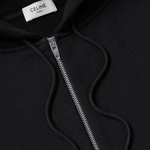 CELINE◆クリーム ジャージー フーディー ロゴプリント入り CELINE - CELINE フードロゴプリント ジップ パーカの通販 by
