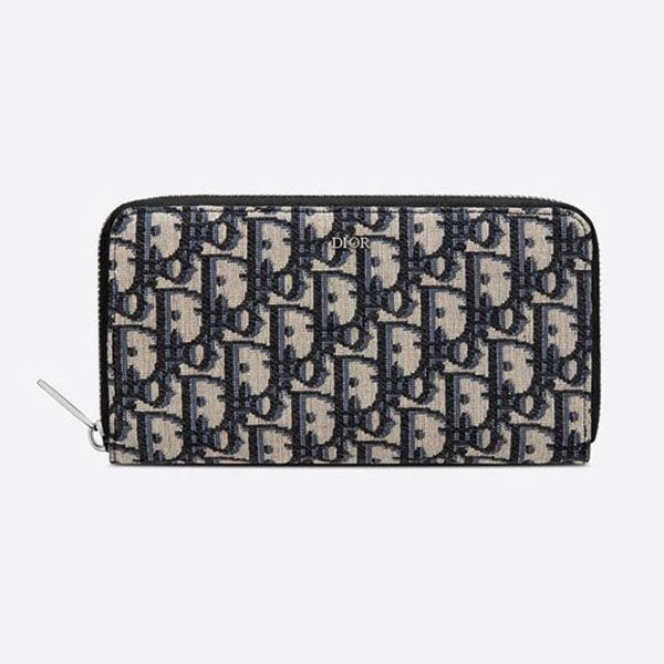 持ち運びに便利! ディオール オブリーク コンパクト ジップ 財布 DIOR ディオール ロゴ入り 三つ折り財布 オブリーク ジャガード