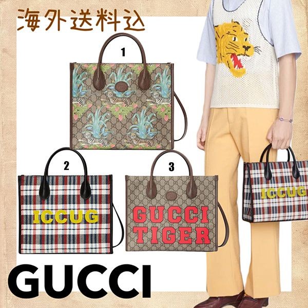 新年限定販売】グッチ TIGER ミディアム トートバッグ 偽物