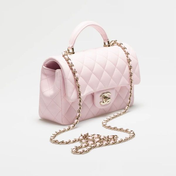 シャネル 22S トップハンドルスモールフラップバッグ ピンク 大人気ピンクカラー♪CHANEL トップハンドル ミニフラップバッグ