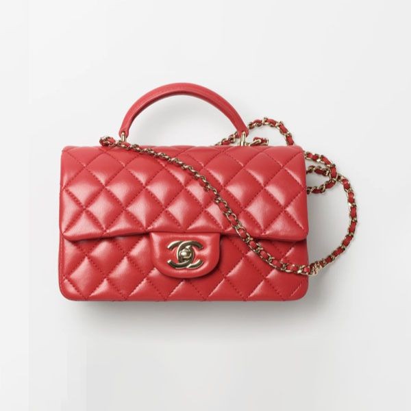 限定 CHANEL ミニフラップ バッグ ショルダー ラムスキン 赤 シャネル ミニマトラッセ ラムスキン シングルフラップ シングル