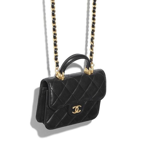CHANEL ミニバッグ チェーントップハンドル ミニバッグ ブラック トップハンドルミニフラップチェーンショルダーバッグ | CHANEL