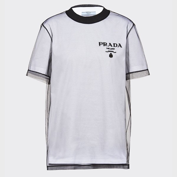 【PRADA】コットンポケットロゴジャージＴシャツ 関税送料込 Prada/プラダ｜ブラック コットン Tシャツ