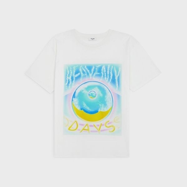 新作☆【CELINE】ルーズ Tシャツ CELINE トルバドール ルーズTシャツ 限定版 黒白 (CELINE/T