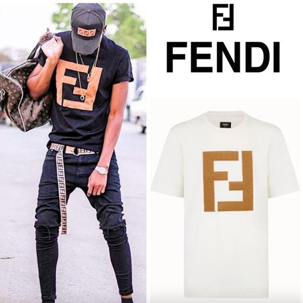 FENDI(フェンディ) スクエアFENDIラベル Tシャツ FY1078 AIFI
