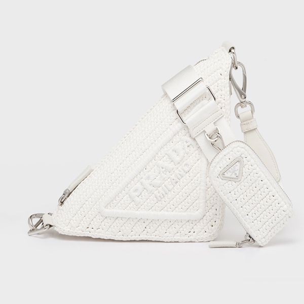 【セール】プラダ☆トライアングル ラフィアバッグ☆1BH190 2A2T Prada☆Leather Prada Triangle shoulder bagユニセックス☆送込