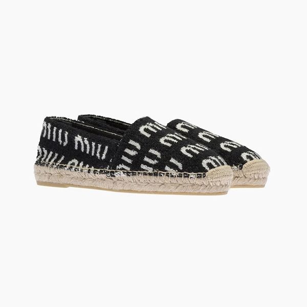 【完売必至】 Miu Miu テリー ロゴ エスパドリーユ エスパドリーユ MiuMiu(ミュウミュウ) スリッポン(レディース