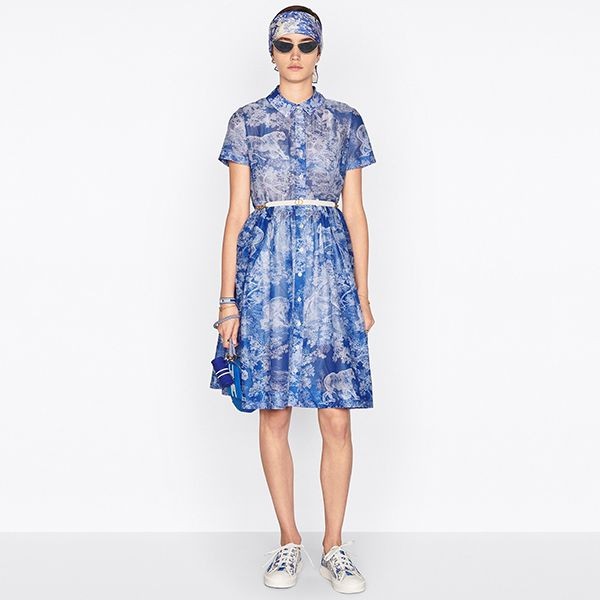 【自然的美しさ♪】Dior Dioriviera ミディシャツドレス Dioriviera Mid-Length Shirtdress White Cotton Muslin with