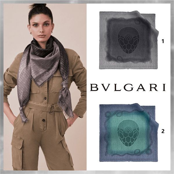 ☆新品☆BVLGARI マキシシェリー スカーフ スネーク ピンク
