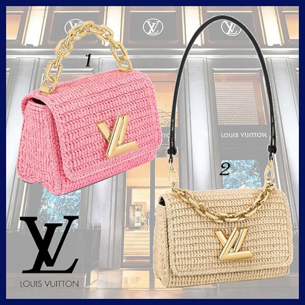 【新作＊LV】ツイスト PM ラフィア ショルダーバッグ ルイ・ヴィトン新作バッグ、ラフィア素材の「ツイスト」ゴールド