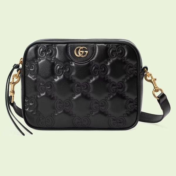 ＊送料・関税込み＊グッチGG マトラッセレザー ショルダー 装飾 グッチ GGマトラッセ レザー 2WAYショルダーバッグ ブラック