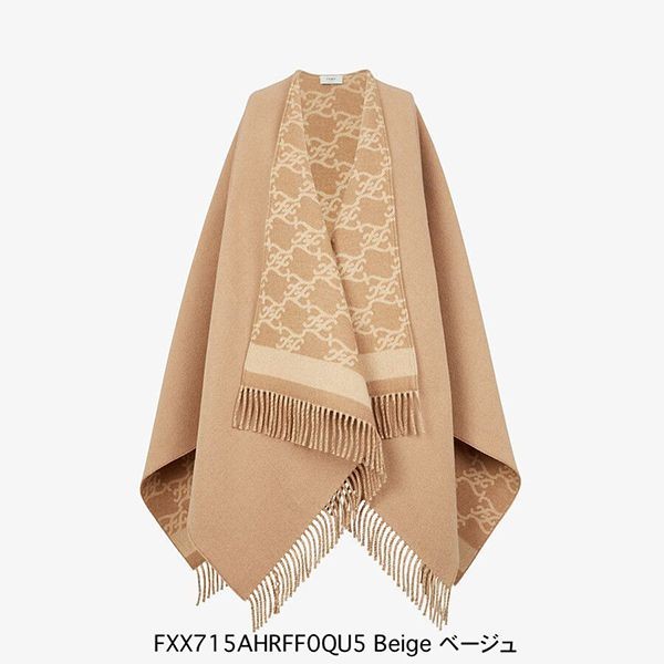 送料関税込!! Fendi Fendi Roma ウール＆カシミア ポンチョ 関税込 】フェンディ 年中使える ポンチョ カシミヤ シルク