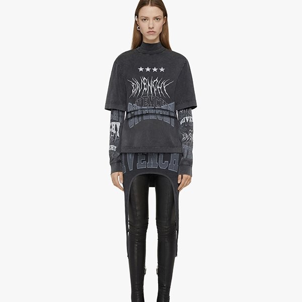 【GIVENCHY】4Gチュールレイヤード エフェクト コットン Tシャツ オーバーラップエフェクト刺繍レイヤードTシャツ 22AW | GIVENCHY