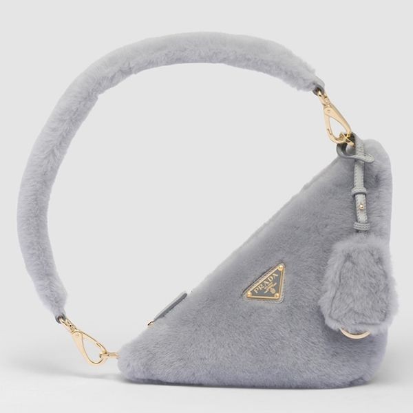 ＊PRADA＊トライアングルロゴ シアリング ミニハンドバッグ 数量限定版プラダ シアリング トライアングルロゴふわふわミニ