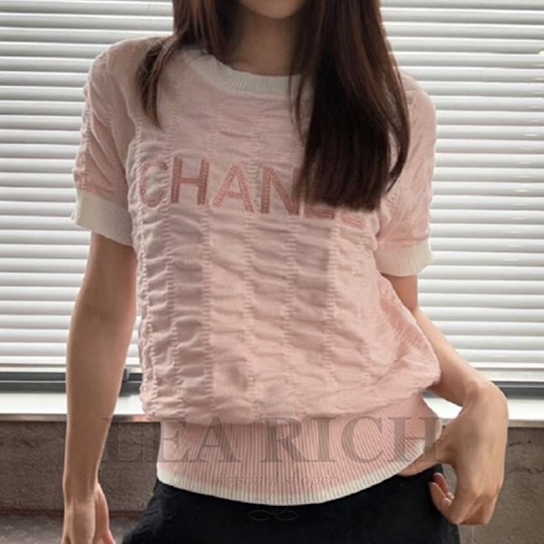 【ロゴが可愛い♡】CHANEL マトラッセＴシャツ シャネル ココマーク 23N コットン Tシャツ M レディース