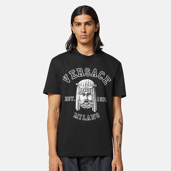 ヴェルサーチェ ラ マスケラ ロゴ Tシャツ コピー 1009466