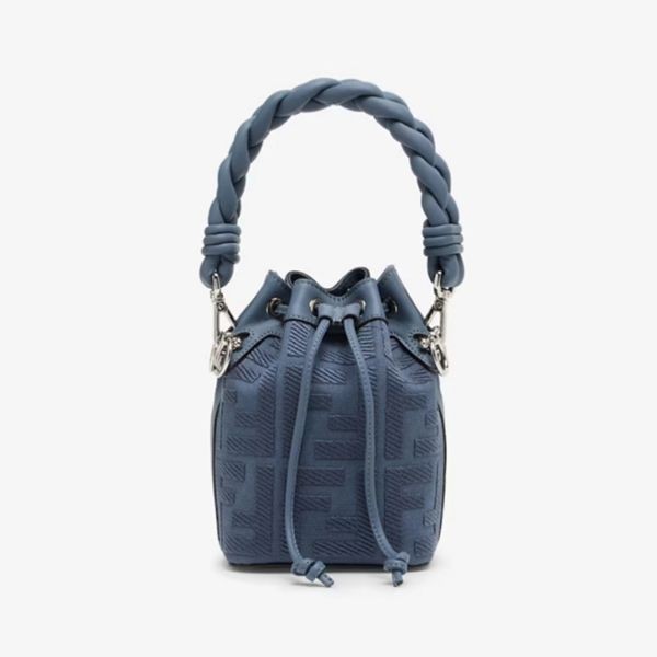 ＊FENDI＊モン・トレゾール FF刺繍 ブルーキャンバス ミニバッグ 23SS【FENDI】モン トレゾール デニム レザー ミニバッグ FF刺繍