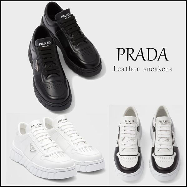 PRADA プラダ メンズ レザー スニーカー 送料・関税込 すぐ届く【PRADA】ユニセックス レザースニーカー (PRADA