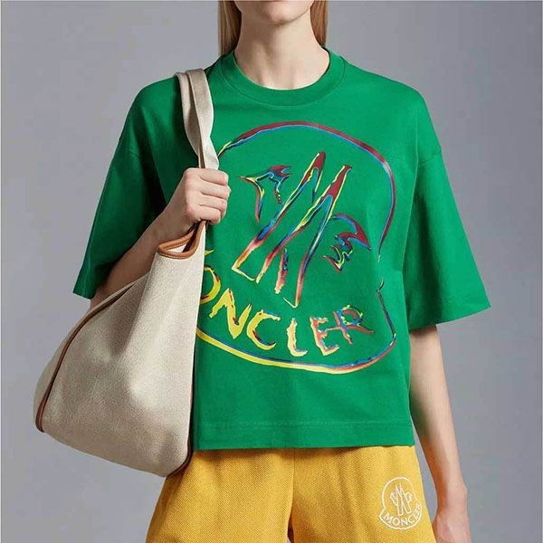 モンクレール カラフル ビッグロゴ コットンTシャツ 偽物 4色