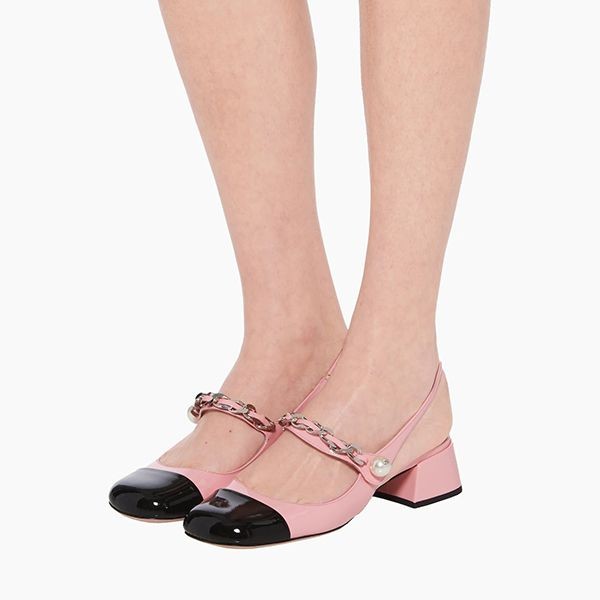 ★MiuMiu★ツートン パテント 革 スリングバック パンプス miu 未使用品☆ミュウミュウ 定価165000円 5I923D パテント