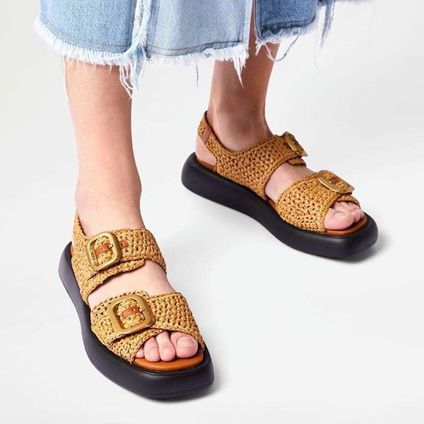 【国内即発】TOD'S ラフィア サンダル Tod's トッズ ラフィア サンダル | ブラウン | FARFETCH JP