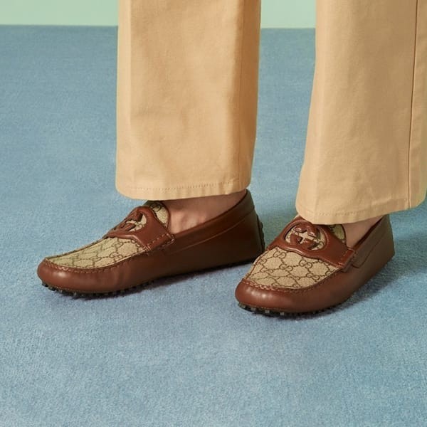 GUCCI マイクログッチシマ×インターロッキング ドライビングシューズ28.5 GUCCI☆インターロッキングG メンズ ドライビングシューズ☆即納