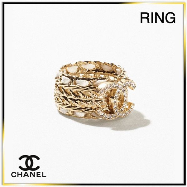 【キラキラ輝く♪】CHANEL CHANEL リング ゴールド 新作もセール価格!ゴールド x レザーのキラキラチェーンリング