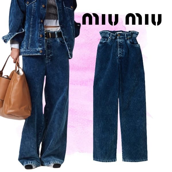 *MIUMIU* ローライズ コーデュロイ パンツ ポケットロゴ ミュウミュウ コピー ウォッシュドコーデュロイパンツ MP1725