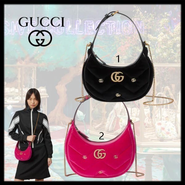 GUCCI★〔GGマーモント〕ハーフムーンシェイプ ミニバッグ★即納 新作もセール価格！グッチ GGマーモント ハーフムーンシェイプ