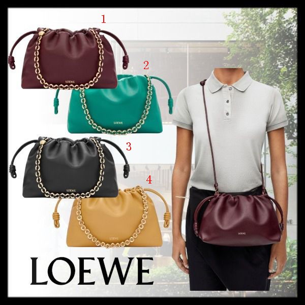 LOEWE フラメンコパース バッグ A411FCRX028752 Medium Flamenco purse in mellow nappa lambskin Yellow - LOEWE