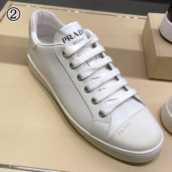 【国内発】PRADA レザーローカットスニーカー 1E059M PRADA(プラダ) / ローカットスニーカー/38.5/WHT/レザー/1E059M