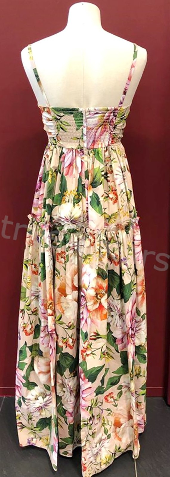 DOLCE&GABBANA フローラルプリント リボンノット マキシ ドレス 入手困難ドルガバ フローラルプリント コピーリボンノット