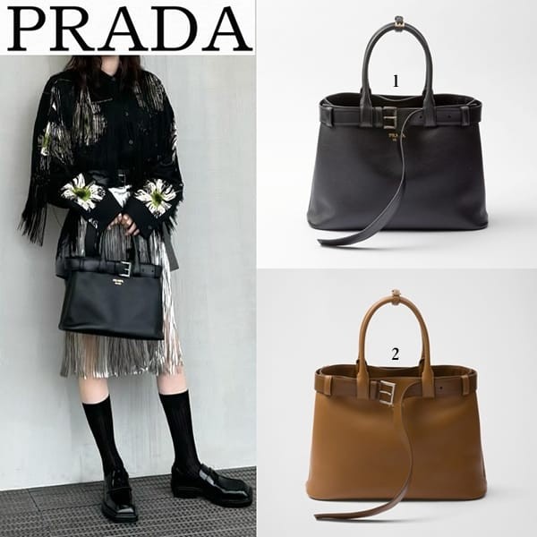 国内直営【PRADA】ラージ レザー ハンドバッグ ブラック プラダ ボニー ラージ レザー ハンドバッグ | PRADA