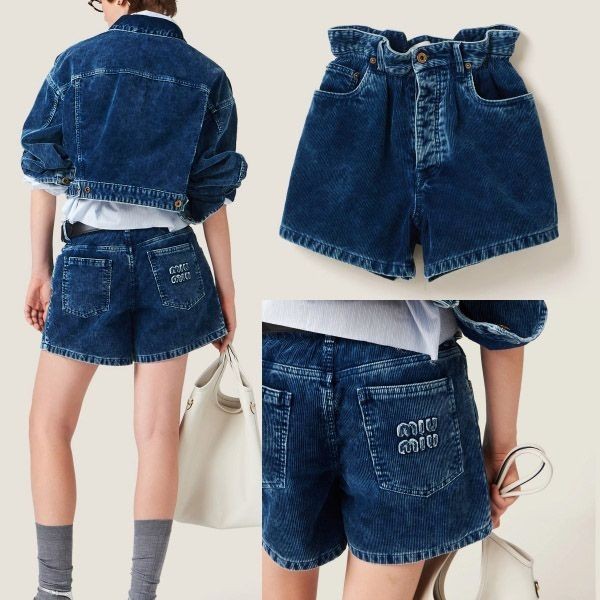 ショートパンツ MiuMiu | Washed corduroy Bermudas MP1726_135Z_F0589_S_OOO 大人気!!新色!!ミュウミュウ バミューダショーツ スーパーコピー