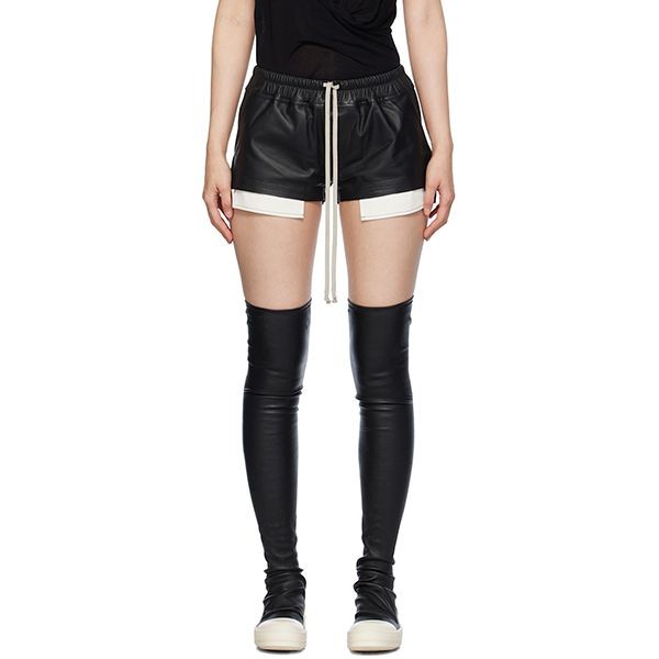 リックオウエンス キュプラブレンド クレープショートパンツ Rick Owens (リックオウエンス ) - LONG BOXERS BLACK ショート