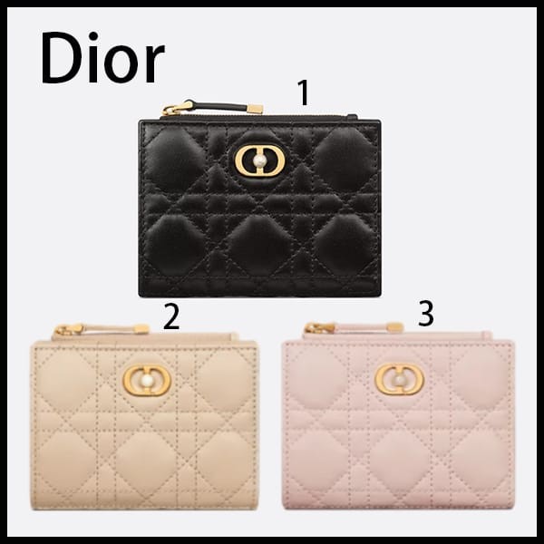 注目されるデザイン☆【DIOR】Miss Dior Dahlia ウォレット Dior Caro Dahlia Wallet Black Supple Cannage Calfskin | DIOR