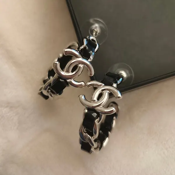 【デニム/ブラック 編み込みフープピアス】CHANEL シャネル HOOPピアス 25Pブラック・デニム編み込み☆がCUTE (CHANEL