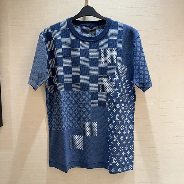 【大人の夏に♢】Louis Vuitton *ダミエラフィア Tシャツ ルイヴィトン】ダミエ3D ライトデニムショートスリーブシャツ
