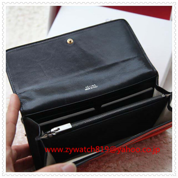 CELINE 財布 フレームイブニング ダークネイビー×オレンジ CELINE 財布 フレームイブニング ダークネイビー×オレンジ 二